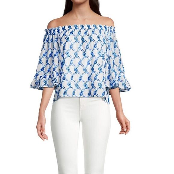 Lilly Pulitzer Alva Off-The-Shoulder Top XS - Picture 1 of 7